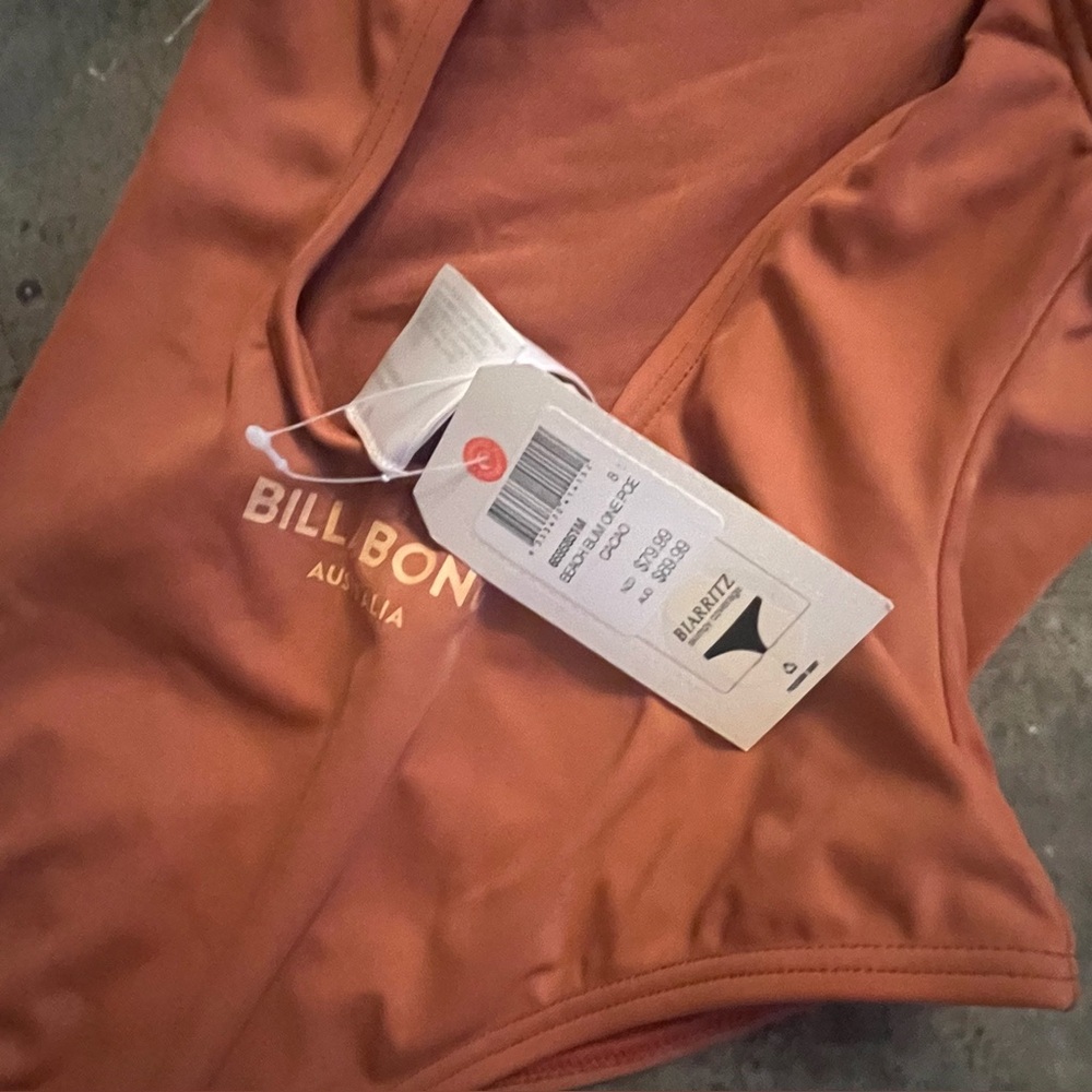 BNWT Billabong One Piece Open Back Swimsuit S XS racing backless scoop - Picture 3 of 5